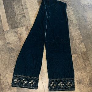 Limited Edition Deep Teal Velvet & Mirror Embellished Scarf/Sash